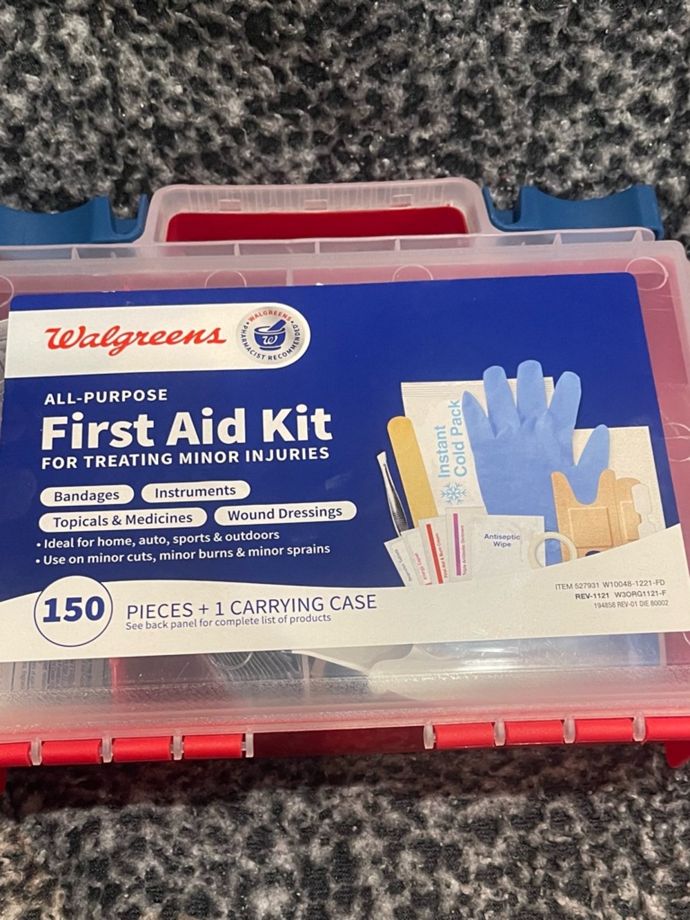 150 Piece All-Purpose First Aid Kit - Red/Blue Case